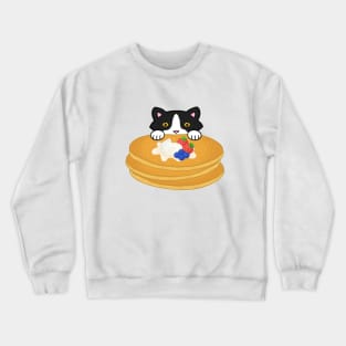 Cat Eating Breakfast Pancakes Crewneck Sweatshirt